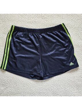 Adidas Mens Black & Green Athletic Shorts Large Polyester Lightweight